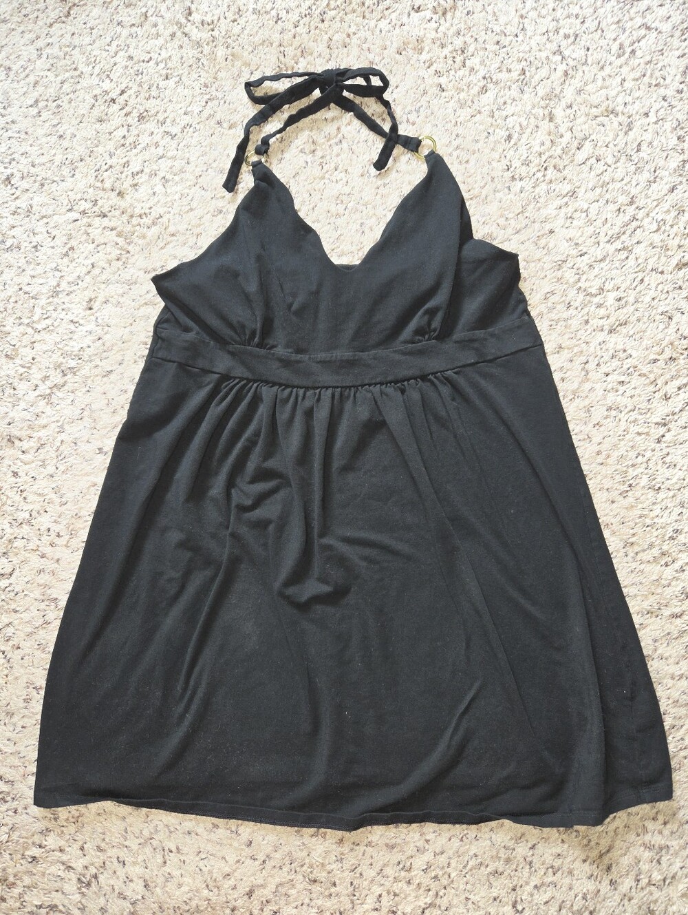 Y2K Victorias Secret Black Halter Babydoll Mini Dress - XL